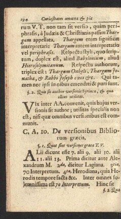 C. A. 10. De versionibus Bibliorum graecis