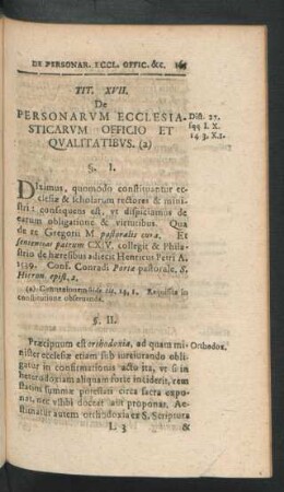 Tit. XVII. De Personarum Ecclesiasticarum Officio Et Qualitatibus