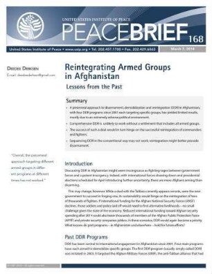 Reintegrating armed groups in Afghanistan : lessons from the past