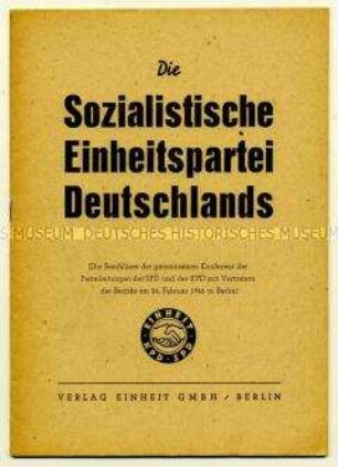 Beschlüsse der gemeinsamen Konferenz der Parteileitungen der SPD und der KPD am 26.02.1946 in Berlin
