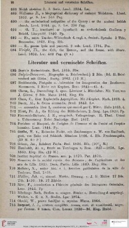 Literatur und vermischte Schriften (Nr. 695 - 726)