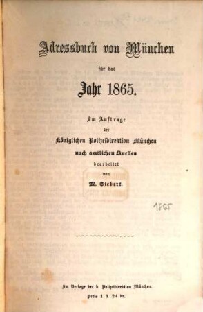 Adreßbuch für München. 1865