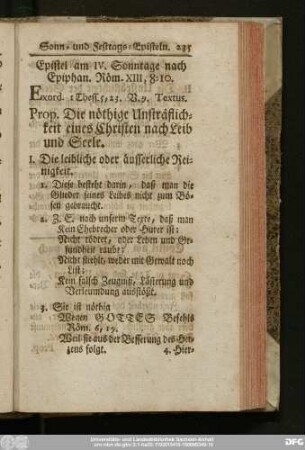 Epistel am IV. Sonntage nach Epiphan. Röm. XIII, 8 - 10.
