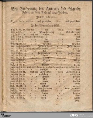 Bey Entfernung des Autoris sind folgende Fehler mit dem Abdruck eingeschlichen.