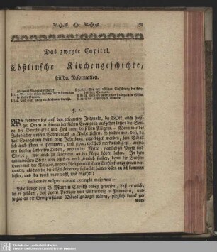 Das zweyte Capitel. Cößlinsche Kirchengeschichte, seit der Reformation