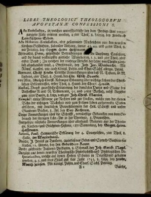 Libri Theologici Theologorvm Avgvstanæ Confessionis.