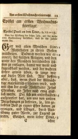 Epistel am ersten Weihnachtsfeiertage