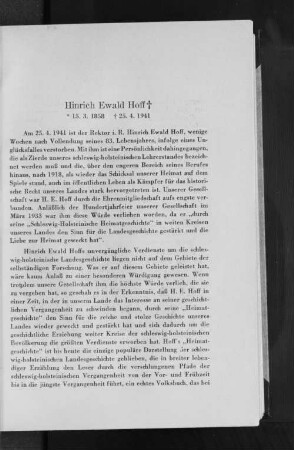 Hinrich Ewald Hoff : *15. 3. 1858 +25. 4. 1941