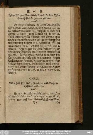 CXXIX. Wer hat sich dieser Kirchen- und Ketzer-Historie widersetzet?