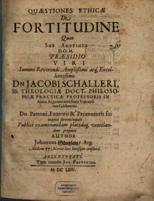Quaestiones ethicae de fortitudine