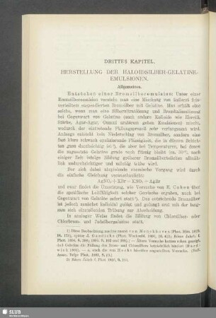 Drittes Kapitel, Herstellung der Haloidsilber-Gelatine-Emulsionen