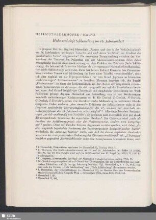 Hohe und tiefe Schlüsselung im 16. Jahrhundert