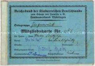 Mitgliedsausweis des Reichsbundes der Kinderreichen