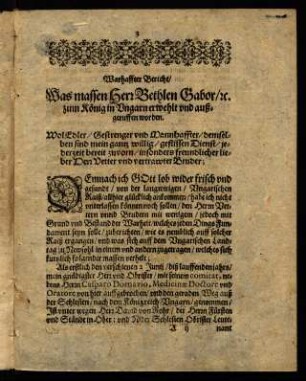 3-15, Warhaffter Bericht...