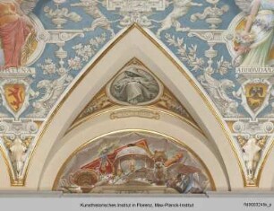Ausmalung des Treppenhauses im Palazzo Grifoni Budini Gattai : Allegorische Darstellung in Stichkappen und Lünetten