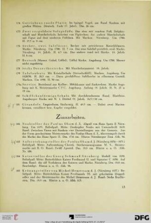 Zinnarbeiten (Nr. 182-217)