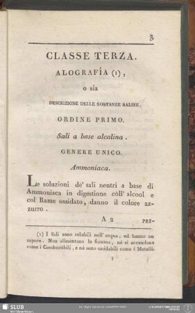 Classe Terza. Alografía, o sia Descrizione Delle Sostanze Saline