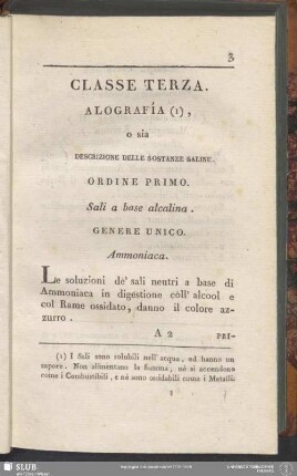 Classe Terza. Alografía, o sia Descrizione Delle Sostanze Saline