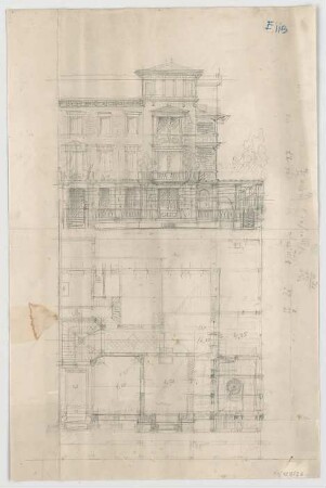 Thiersch, August ; München, Heßstr.; Privathaus - Grundriss