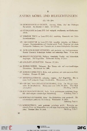 B. Antike Möbel und Beleuchtungen (Nr. 155-264)
