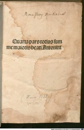 Summa theologica : P. 1-4. Mit Tabula von Johannes Molitoris, 4