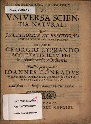 Conclusiones philosophicae ex universa scientia naturali