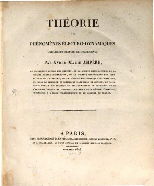 Théorie des phénomènes électro-dynamiques