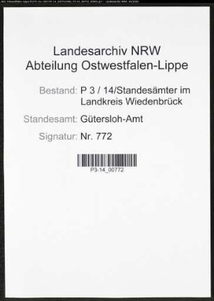 Heiratsregister Standesamt Gütersloh-Amt