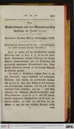 Siebenten Bandes Ein u. Zwanzigstes Stuek.