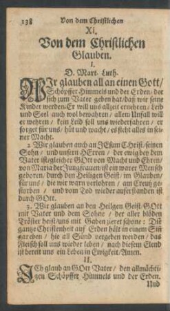 XI. Von dem Christlichen Glauben.