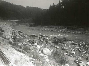 Gottleubatal. Hochwasserkatastrophe Juli 1957. Gottleubabett zwischen Langenhennersdorf und Pirna-Neundorf