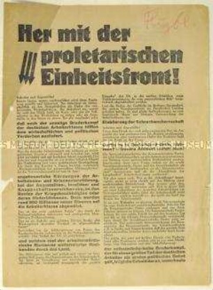 Aufruf der SPD zum gemeinsamen Kampf aller Arbeiter gegen die Politik der Reichsregierung