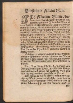 Subscriptio Nicolai Galli.