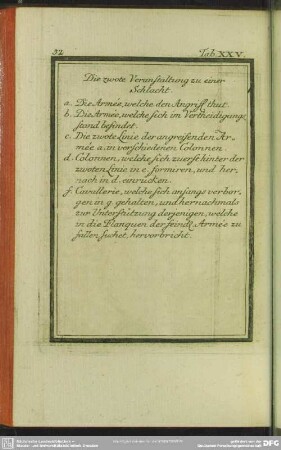 Tab. XXV. Die zwote Veranstaltung zu einer Schlacht