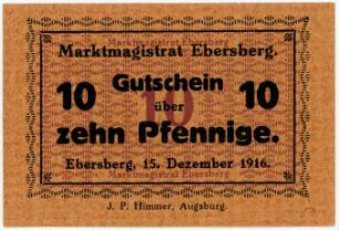 Geldschein / Notgeld, 10 Pfennig, 15.12.1916