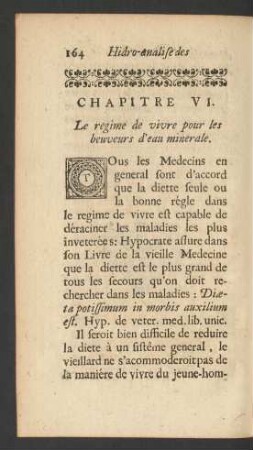Chapitre VI. Le regime de vivre pour les beuveurs d'eau minerale