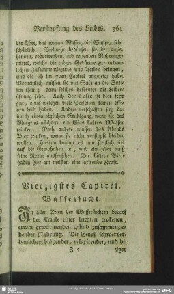 Vierzigstes Capitel. Wassersucht
