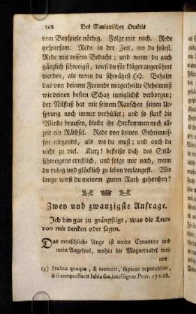 208-217, Zwey und zwanzigste Anfrage