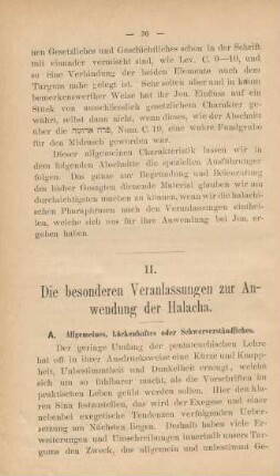 II. Die besonderen Veranlassungen zur Anwendung der Halacha