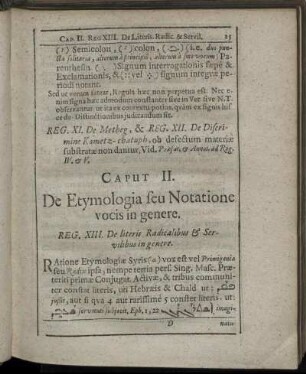 Caput II. De Etymologia seu Notatione vocis in genere.