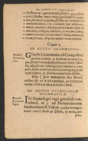 Caput 5. De Genesi Grammatica