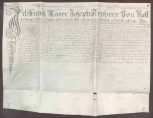 Instrumentum nobilitatis des Franz Joseph von Roll.