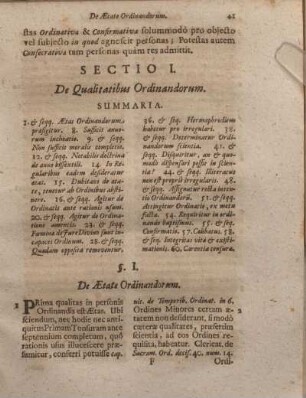 Sectio I. De Qualitatibus Ordinandorum.