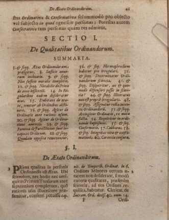 Sectio I. De Qualitatibus Ordinandorum.