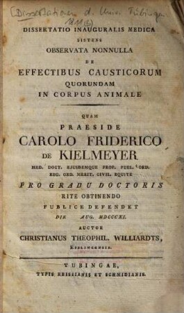 Dissertatio medica sistens observata nonnulla de effectibus causticorum quorundam in corpus animale