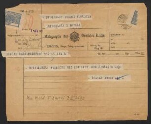Telegramm an Ferruccio Busoni, 01.04.1921