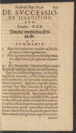 De Successione Illegitimorum. Titulus XXX. Von der unehlichen Erbschafft.