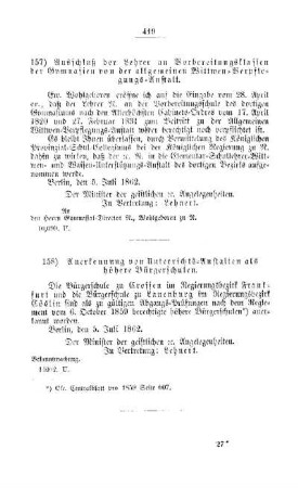 Anerkennung von Unterrichts-Anstalten als höhere Bürgerschulen : [III. Gymnasien und Realschulen]