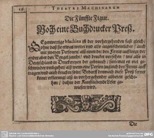 Die Fünffte Figur. Noch eine Buchdrucker Preß.