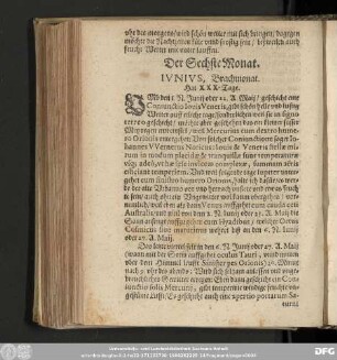 Der Sechste Monat. Iunius, Brachmonat. Hat XXX. Tage.